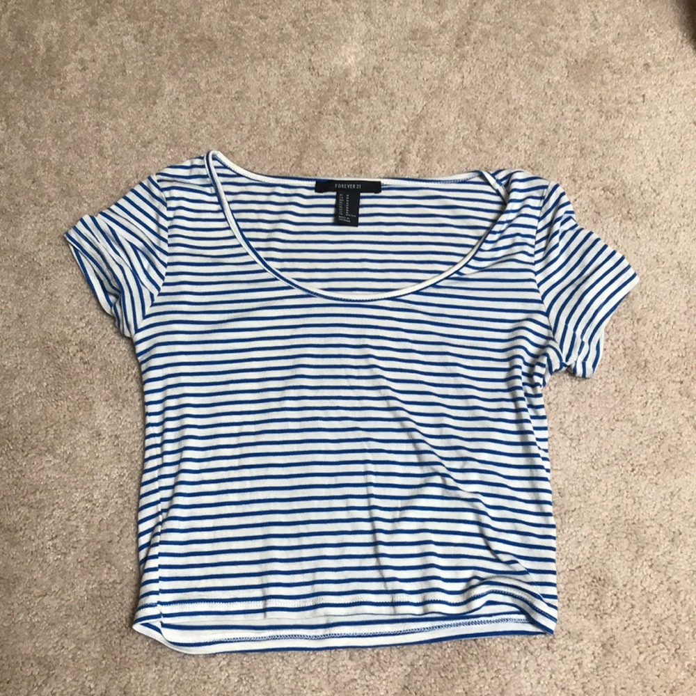 Forever 21 blue striped crop top!